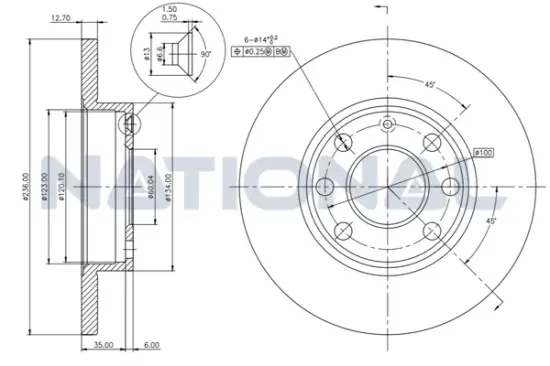 Bremsscheibe Vorderachse National NBD004 Bild Bremsscheibe Vorderachse National NBD004