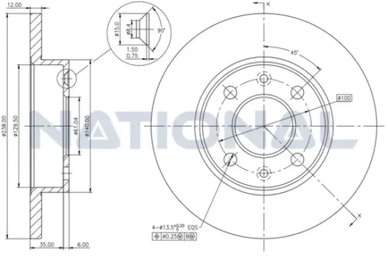 Bremsscheibe National NBD023 Bild Bremsscheibe National NBD023