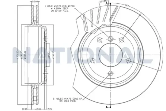 Bremsscheibe Hinterachse National NBD1008 Bild Bremsscheibe Hinterachse National NBD1008