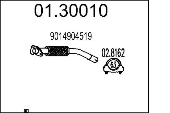 Abgasrohr MTS 01.30010 Bild Abgasrohr MTS 01.30010