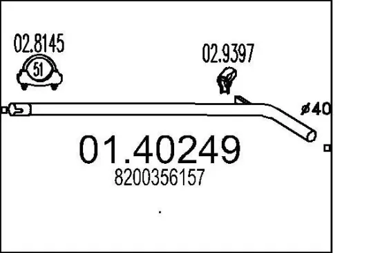 Abgasrohr MTS 01.40249 Bild Abgasrohr MTS 01.40249