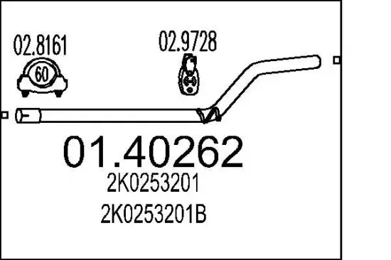 Abgasrohr MTS 01.40262 Bild Abgasrohr MTS 01.40262