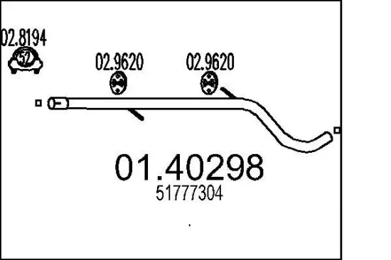 Abgasrohr MTS 01.40298 Bild Abgasrohr MTS 01.40298