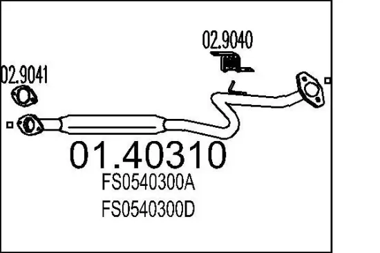 Abgasrohr vorne MTS 01.40310 Bild Abgasrohr vorne MTS 01.40310