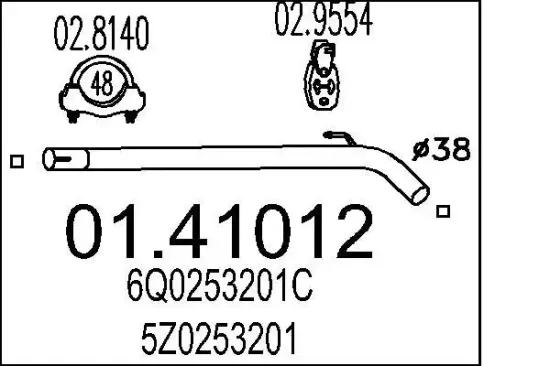 Abgasrohr MTS 01.41012 Bild Abgasrohr MTS 01.41012