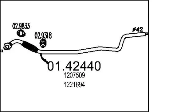 Abgasrohr vorne MTS 01.42440 Bild Abgasrohr vorne MTS 01.42440