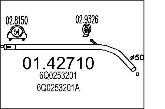 Abgasrohr vorne MTS 01.42710 Bild Abgasrohr vorne MTS 01.42710