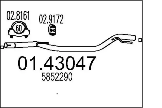 Abgasrohr vorne MTS 01.43047 Bild Abgasrohr vorne MTS 01.43047