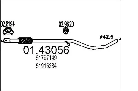 Abgasrohr MTS 01.43056 Bild Abgasrohr MTS 01.43056