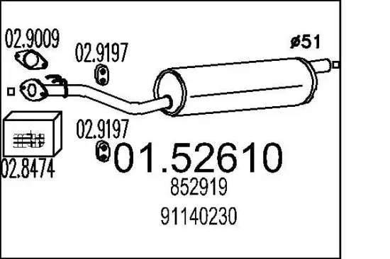 Mittelschalldämpfer MTS 01.52610 Bild Mittelschalldämpfer MTS 01.52610