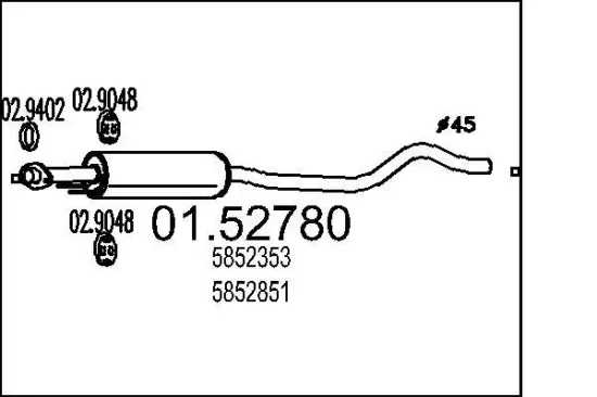 Mittelschalldämpfer MTS 01.52780 Bild Mittelschalldämpfer MTS 01.52780