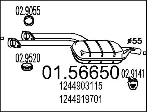 Mittelschalldämpfer MTS 01.56650 Bild Mittelschalldämpfer MTS 01.56650