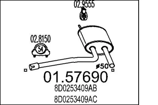 Mittelschalldämpfer MTS 01.57690 Bild Mittelschalldämpfer MTS 01.57690