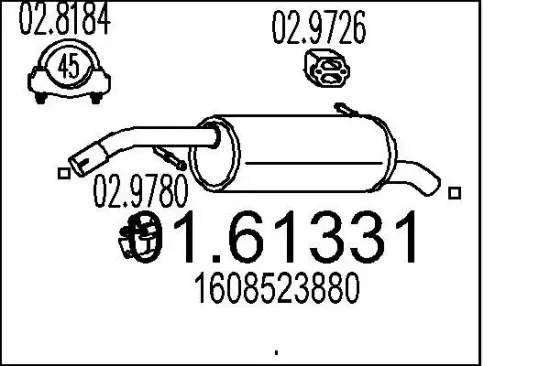 Endschalldämpfer MTS 01.61331 Bild Endschalldämpfer MTS 01.61331