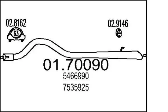 Abgasrohr hinten MTS 01.70090 Bild Abgasrohr hinten MTS 01.70090