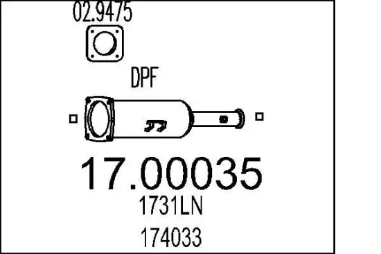 Ruß-/Partikelfilter, Abgasanlage MTS 17.00035 Bild Ruß-/Partikelfilter, Abgasanlage MTS 17.00035