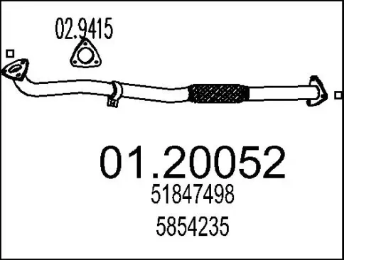 Abgasrohr vorne MTS 01.20052 Bild Abgasrohr vorne MTS 01.20052