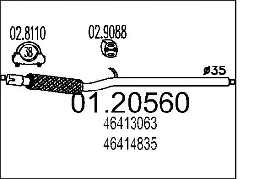 Abgasrohr vorne MTS 01.20560 Bild Abgasrohr vorne MTS 01.20560
