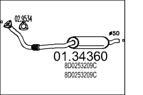 Vorschalldämpfer MTS 01.34360 Bild Vorschalldämpfer MTS 01.34360
