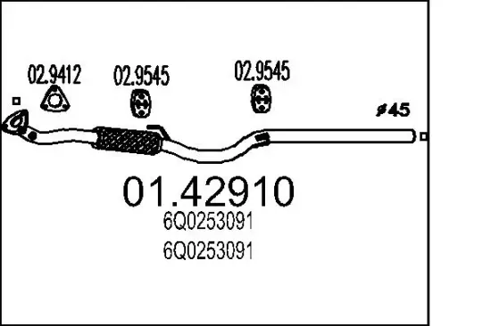 Abgasrohr vorne MTS 01.42910 Bild Abgasrohr vorne MTS 01.42910