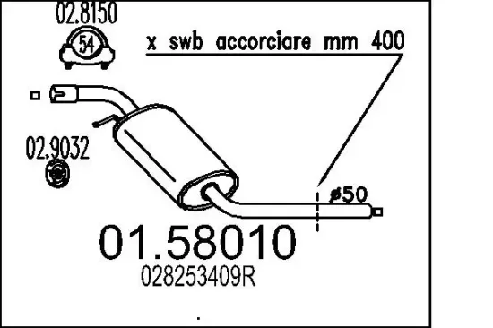 Mittelschalldämpfer MTS 01.58010 Bild Mittelschalldämpfer MTS 01.58010