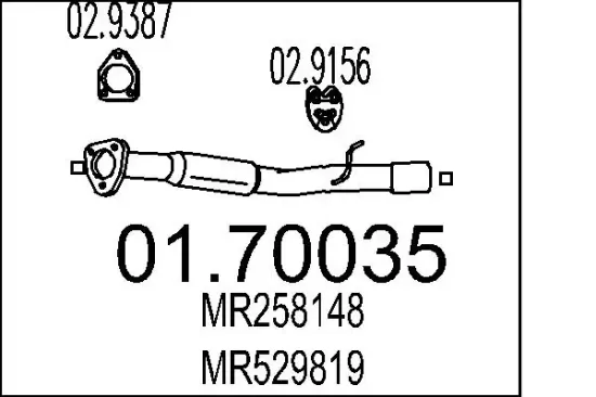 Abgasrohr hinten MTS 01.70035 Bild Abgasrohr hinten MTS 01.70035