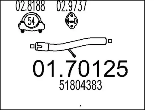 Abgasrohr hinten MTS 01.70125 Bild Abgasrohr hinten MTS 01.70125