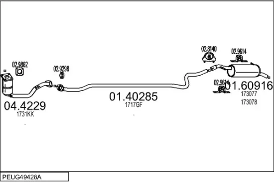 Abgasrohr vorne MTS 01.40261 Bild Abgasrohr vorne MTS 01.40261