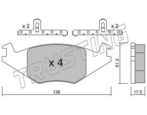 Bremsbelagsatz, Scheibenbremse TRUSTING 049.0K Bild Bremsbelagsatz, Scheibenbremse TRUSTING 049.0K