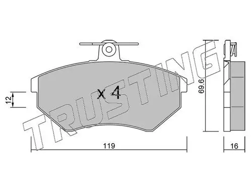 Bremsbelagsatz, Scheibenbremse TRUSTING 052.0 Bild Bremsbelagsatz, Scheibenbremse TRUSTING 052.0