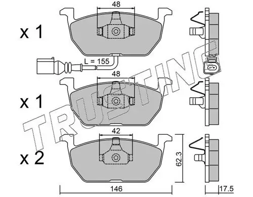 Bremsbelagsatz, Scheibenbremse TRUSTING 1052.0 Bild Bremsbelagsatz, Scheibenbremse TRUSTING 1052.0