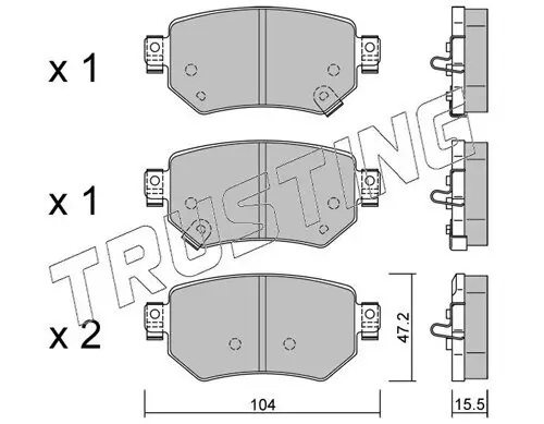 Bremsbelagsatz, Scheibenbremse TRUSTING 1159.0 Bild Bremsbelagsatz, Scheibenbremse TRUSTING 1159.0