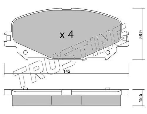 Bremsbelagsatz, Scheibenbremse TRUSTING 1176.0 Bild Bremsbelagsatz, Scheibenbremse TRUSTING 1176.0