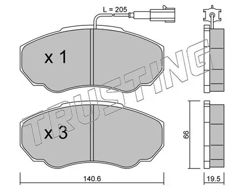 Bremsbelagsatz, Scheibenbremse TRUSTING 334.0 Bild Bremsbelagsatz, Scheibenbremse TRUSTING 334.0
