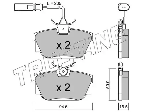 Bremsbelagsatz, Scheibenbremse TRUSTING 355.2 Bild Bremsbelagsatz, Scheibenbremse TRUSTING 355.2