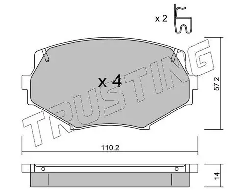 Bremsbelagsatz, Scheibenbremse TRUSTING 488.0 Bild Bremsbelagsatz, Scheibenbremse TRUSTING 488.0