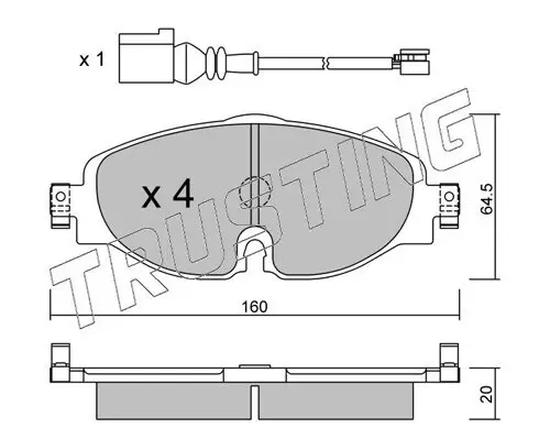 Bremsbelagsatz, Scheibenbremse TRUSTING 966.0W Bild Bremsbelagsatz, Scheibenbremse TRUSTING 966.0W