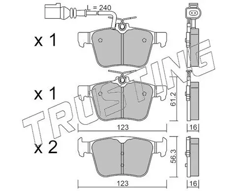 Bremsbelagsatz, Scheibenbremse TRUSTING 997.1 Bild Bremsbelagsatz, Scheibenbremse TRUSTING 997.1