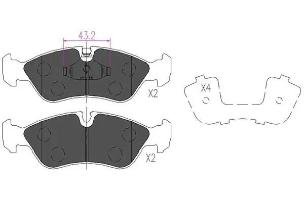 Bremsbelagsatz, Scheibenbremse KAVO PARTS KBP-1004