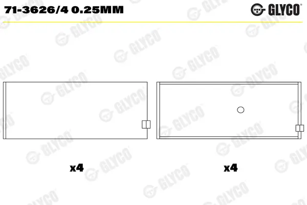 Pleuellager GLYCO 71-3626/4 0.25mm