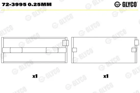 Kurbelwellenlager GLYCO 72-3995 0.25mm Bild Kurbelwellenlager GLYCO 72-3995 0.25mm