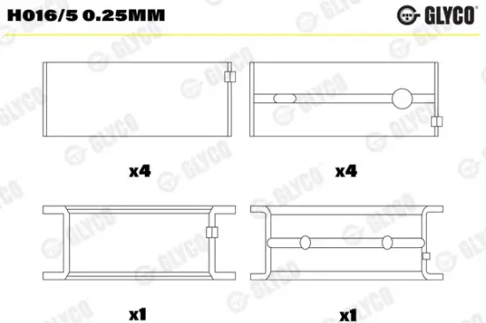 Kurbelwellenlager GLYCO H016/5 0.25mm Bild Kurbelwellenlager GLYCO H016/5 0.25mm