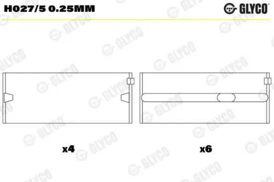 Kurbelwellenlager GLYCO H027/5 0.25mm Bild Kurbelwellenlager GLYCO H027/5 0.25mm