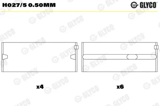 Kurbelwellenlager GLYCO H027/5 0.50mm Bild Kurbelwellenlager GLYCO H027/5 0.50mm