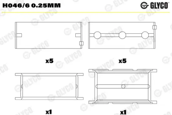 Kurbelwellenlager GLYCO H046/6 0.25mm Bild Kurbelwellenlager GLYCO H046/6 0.25mm