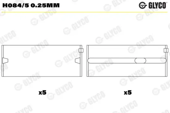 Kurbelwellenlager GLYCO H084/5 0.25mm Bild Kurbelwellenlager GLYCO H084/5 0.25mm