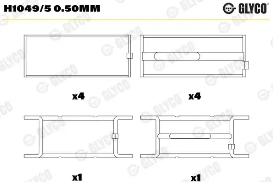 Kurbelwellenlager GLYCO H1049/5 0.50mm Bild Kurbelwellenlager GLYCO H1049/5 0.50mm