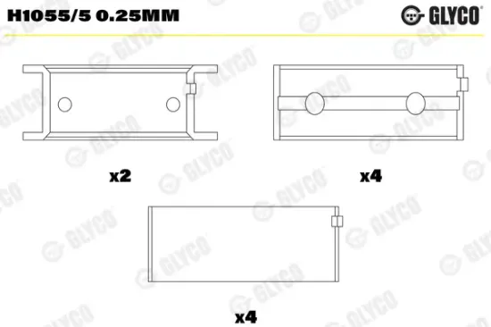 Kurbelwellenlager GLYCO H1055/5 0.25mm Bild Kurbelwellenlager GLYCO H1055/5 0.25mm