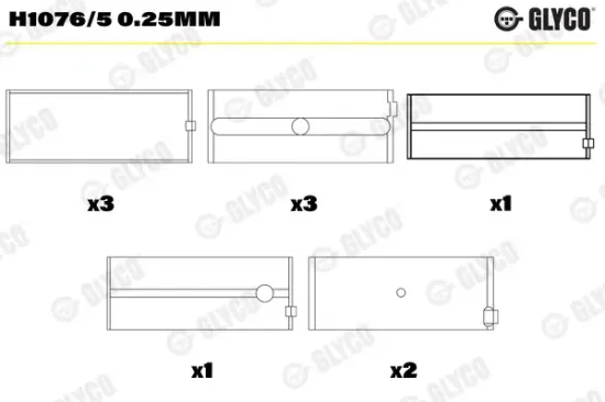 Kurbelwellenlager GLYCO H1076/5 0.25mm Bild Kurbelwellenlager GLYCO H1076/5 0.25mm