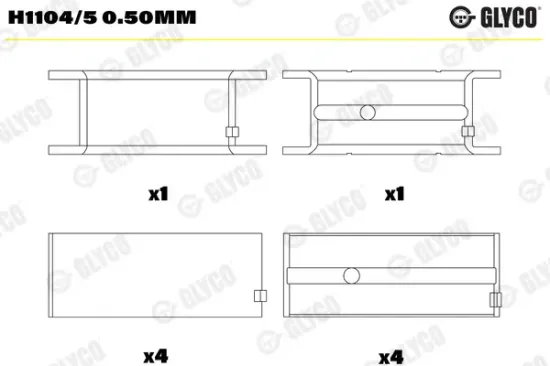 Kurbelwellenlager GLYCO H1104/5 0.50mm Bild Kurbelwellenlager GLYCO H1104/5 0.50mm